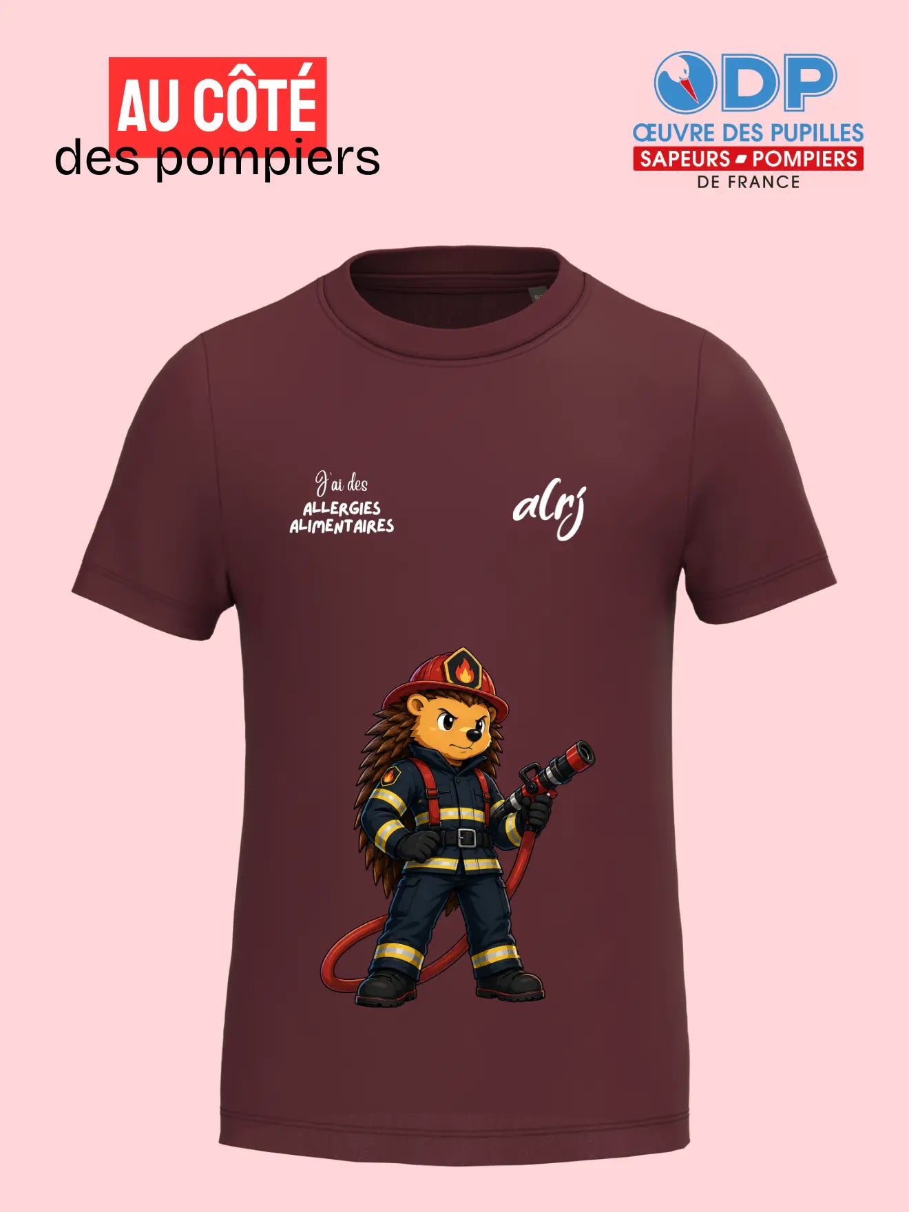 T-shirt 4-14 ans de prévention des allergies alimentaires-Pompiers alrj