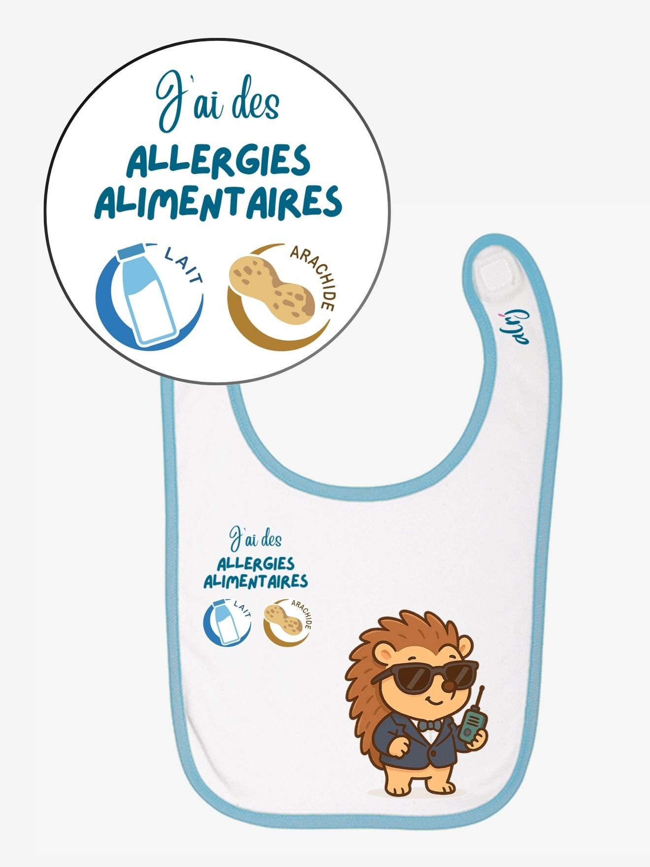 Bavoir de prévention des allergies alimentaires - avec symboles