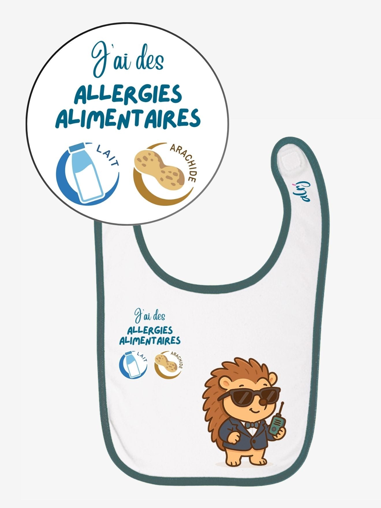 Bavoir de prévention des allergies alimentaires - avec symboles