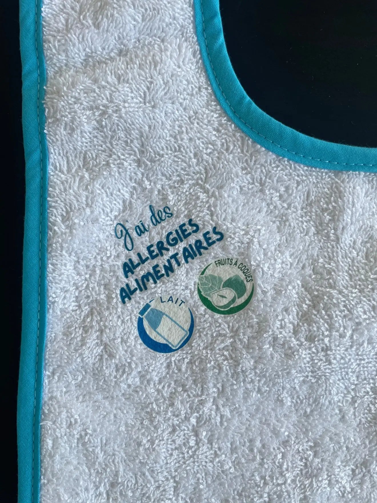 Bavoir de prévention des allergies alimentaires-avec symboles