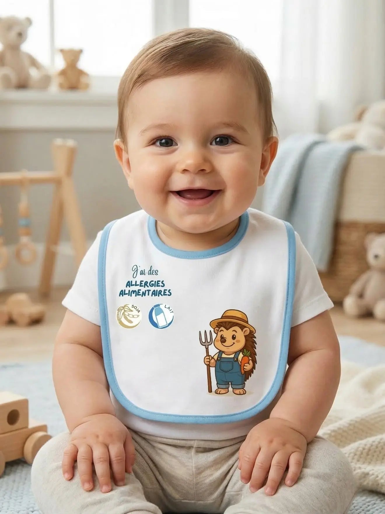 Bavoir de prévention des allergies alimentaires-avec symboles