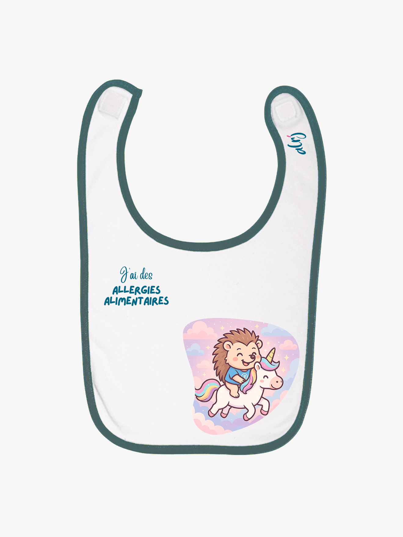 Bavoir de prévention des allergies alimentaires - licorne