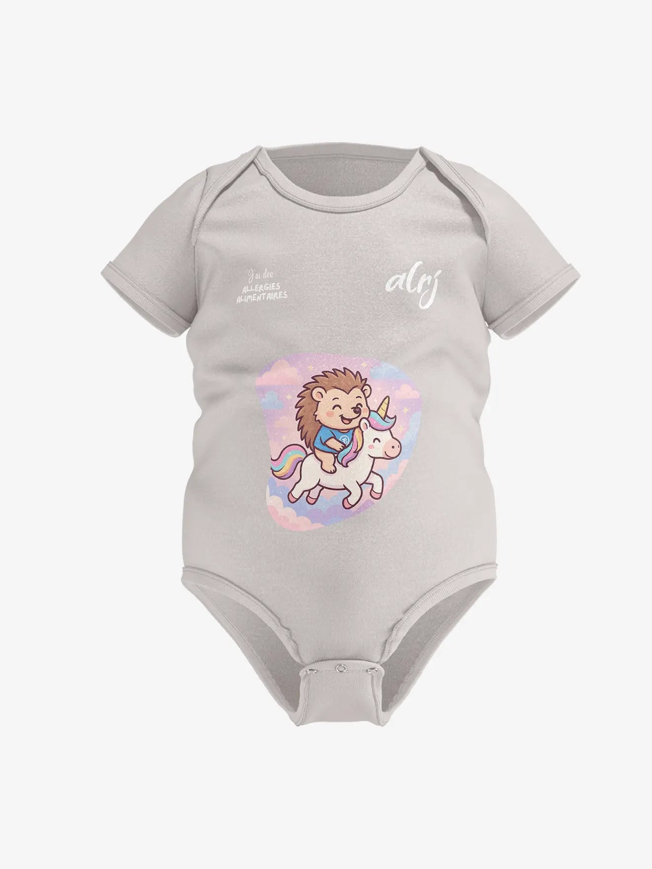 Body bébé de prévention des allergies alimentaires - licorne - alrj.fr