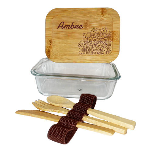 Boîte à repas personnalisable pour enfant en bambou