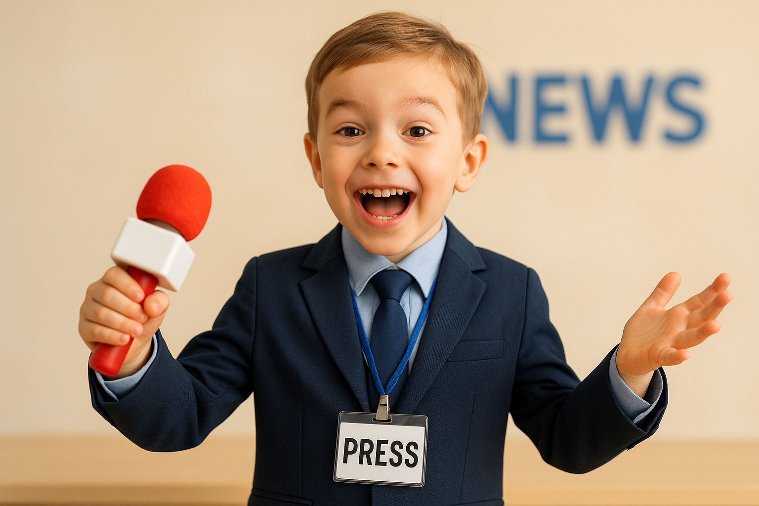 enfant qui joue au journaliste