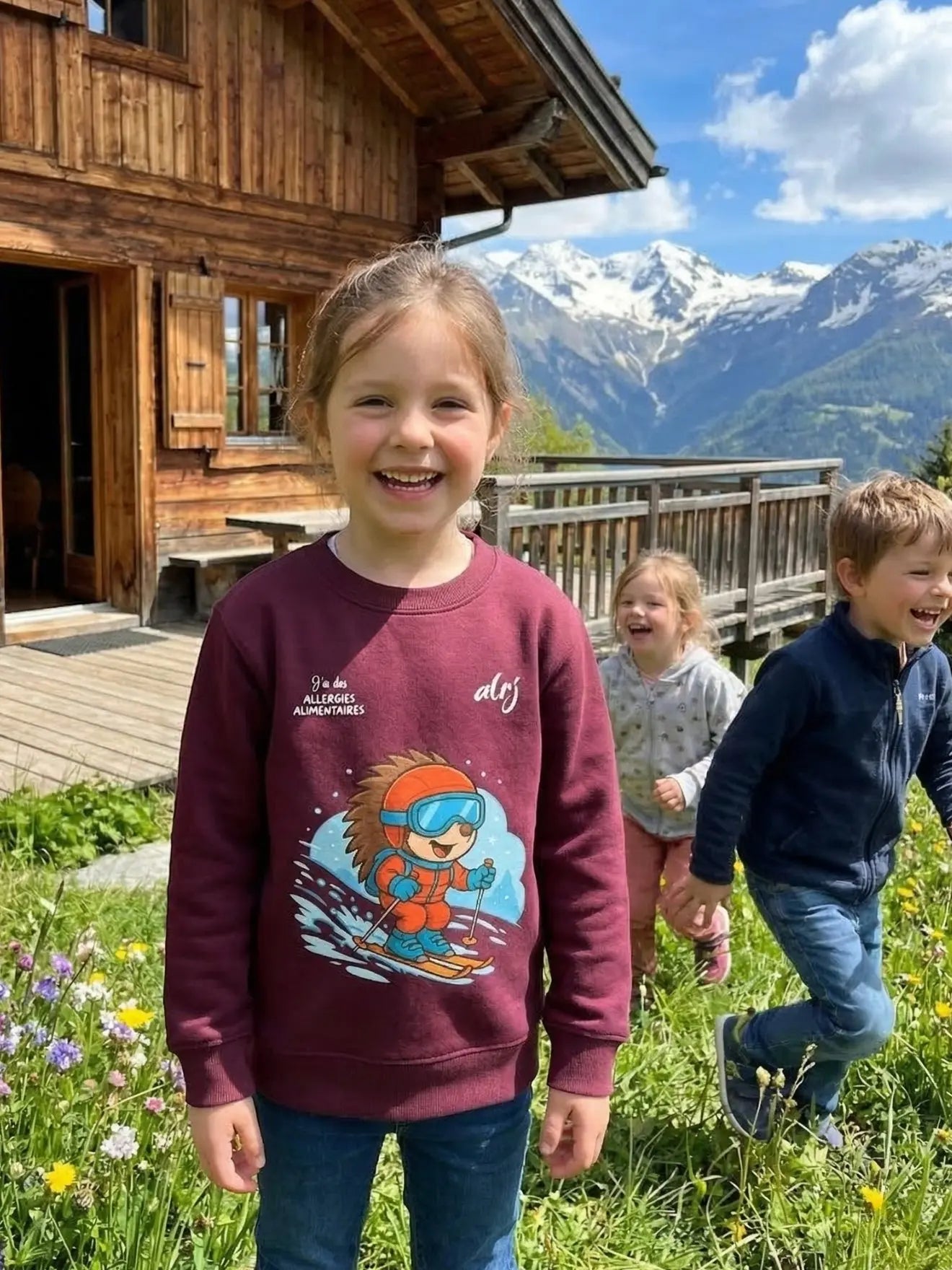 Pull enfant de prévention des allergies alimentaires-ski