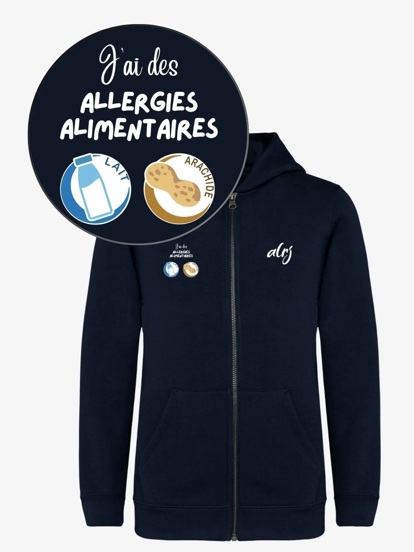 Sweatshirt enfant de prévention des allergies alimentaires avec symboles - alrj.fr