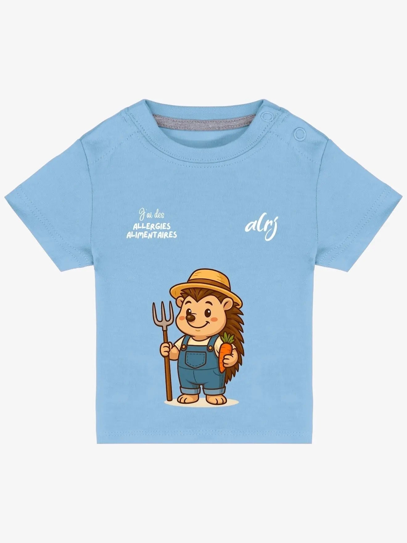 tshirt de prévention des allergies alimentaires bleu avec motif piki casquette