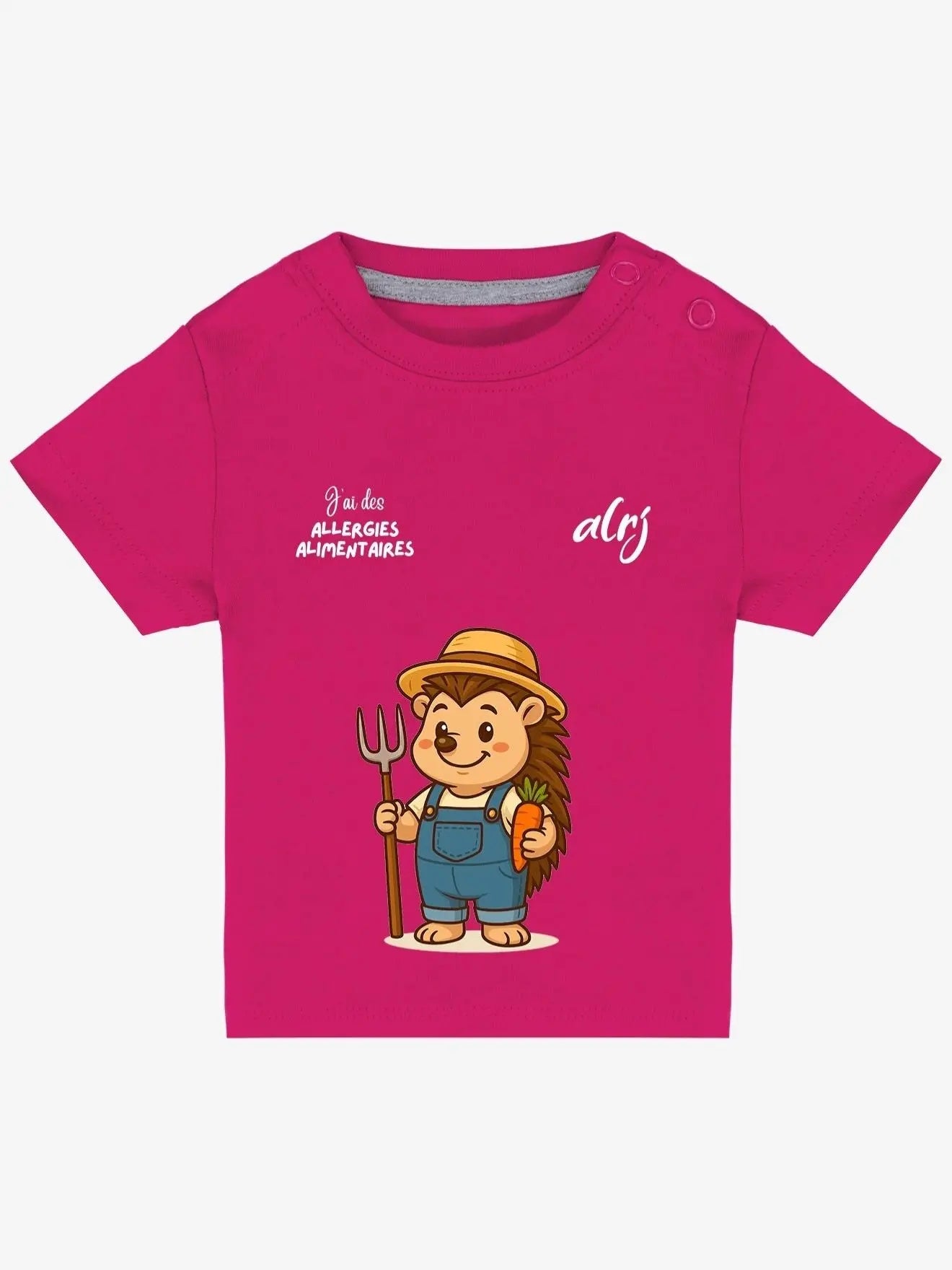 tshirt de prévention des allergies alimentaires rose avec motif piki casquette