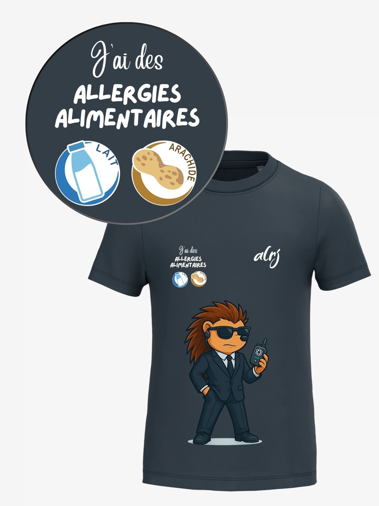 T-shirt 6-14 ans de prévention des allergies alimentaires - avec symboles