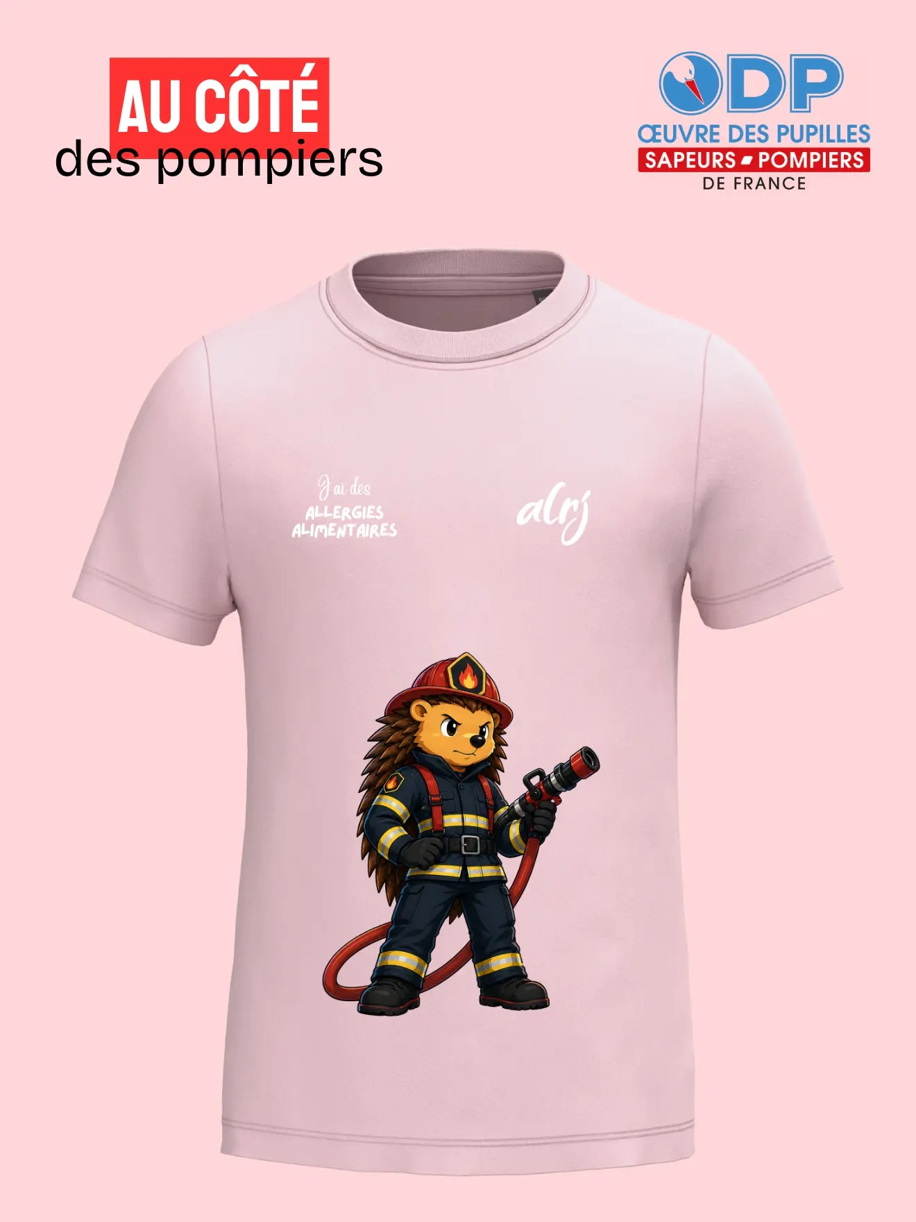 T-shirt 4-14 ans de prévention des allergies alimentaires-Pompiers alrj