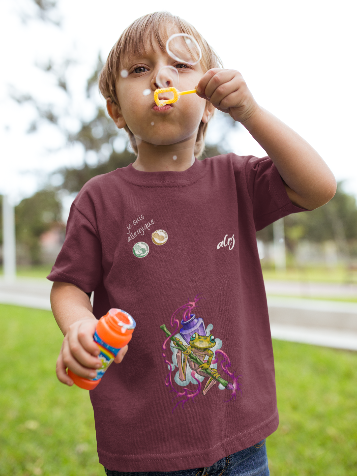 allergie alimentaire chez l'enfant la prévention par un t-shirt au motif grenouille
