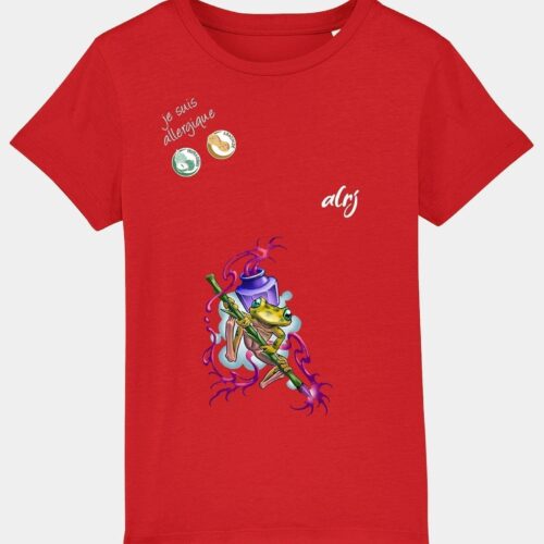 t-shirt enfant allergie alimentaire grenouille rouge