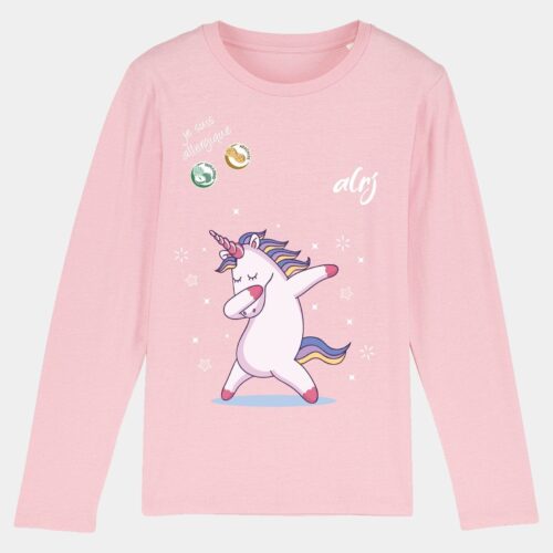 t-shirt manche longue allergie alimentaire licorne rose