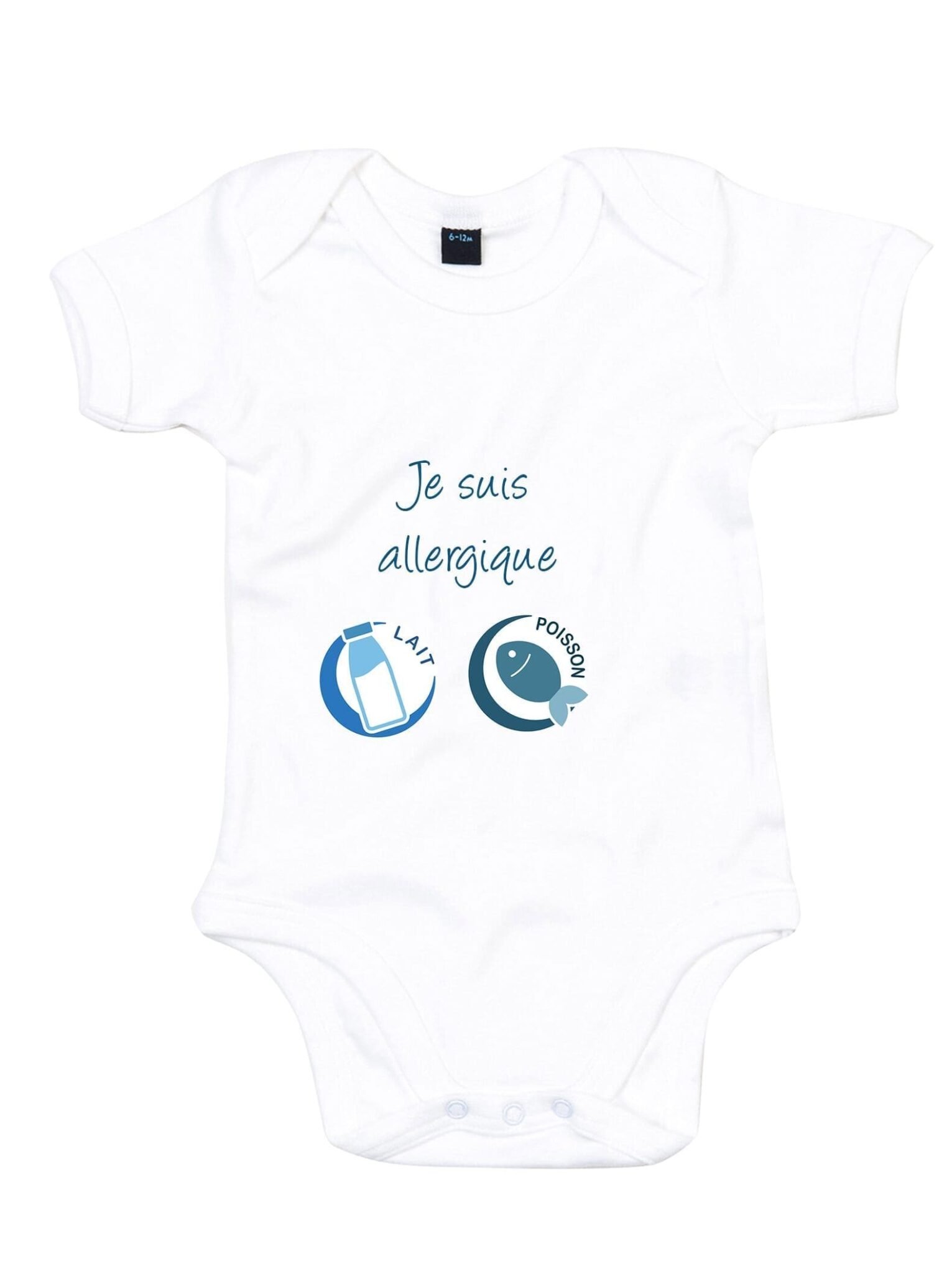 body bébé allergies alimentaires avec écriture blanc