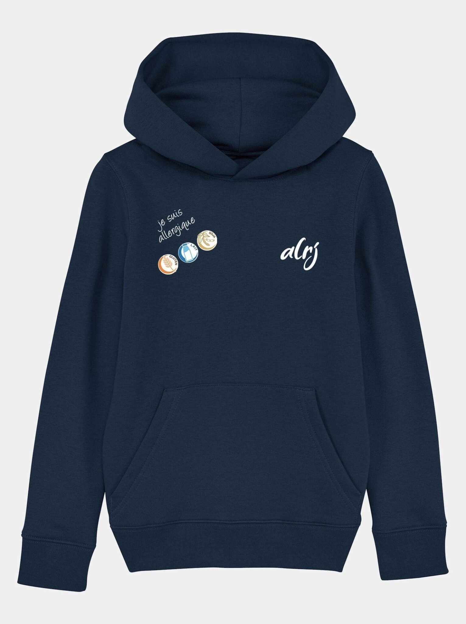 sweatshirt je suis allergique alrj allergies alimentaires bleu marine