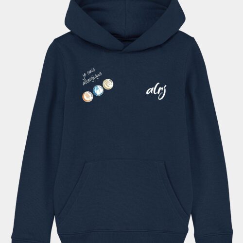 sweatshirt je suis allergique alrj allergies alimentaires bleu marine