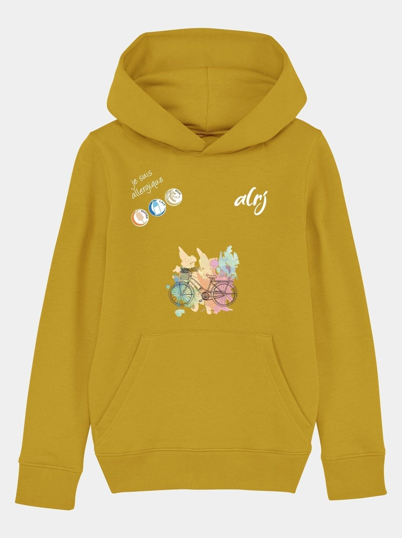 sweatshirt enfant allergique alimentaire vélo ocre