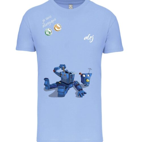 tshirt pour enfant ayant des allergies alimentaires robot démonté skyblue