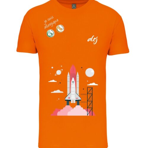 tshirt de prévention des allergies alimentaires fusée orange