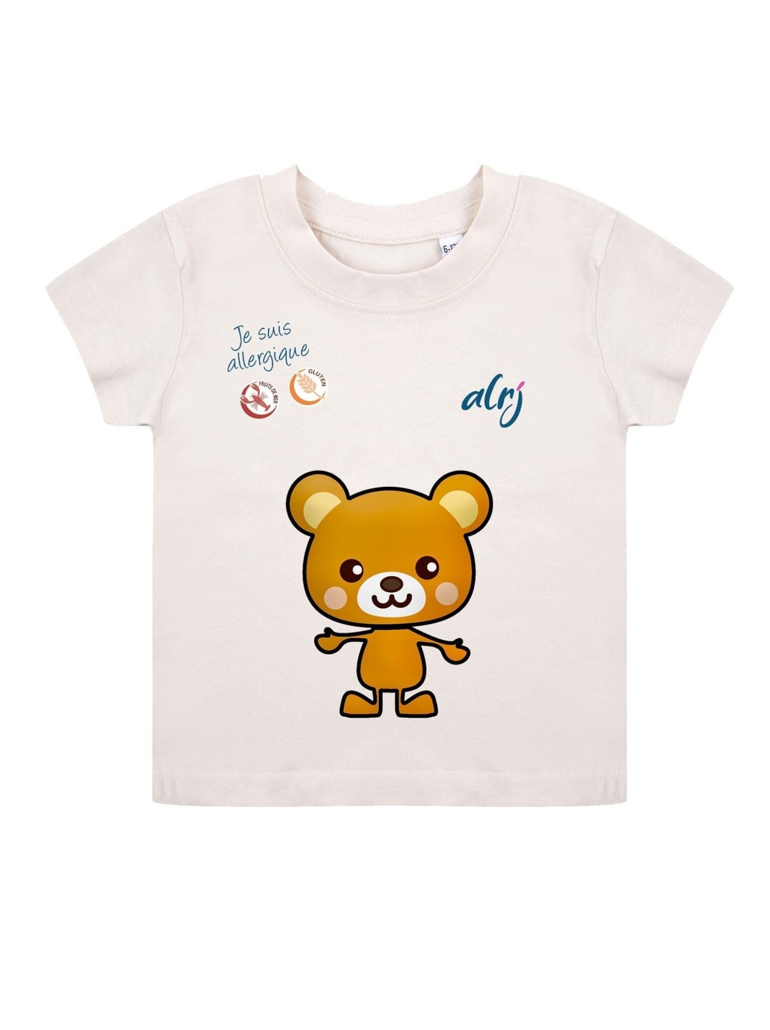Tshirt bébé allergie beige motif ours