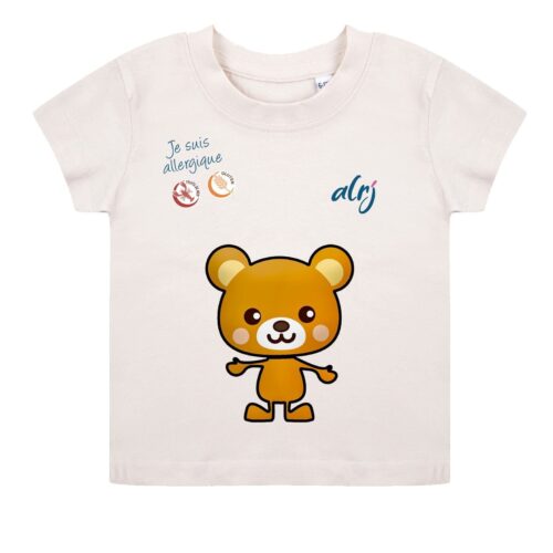 Tshirt bébé allergie beige motif ours