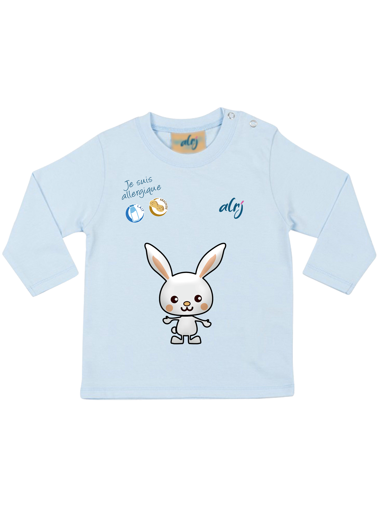 T-shirt bébé manches longues allergie motif lapin