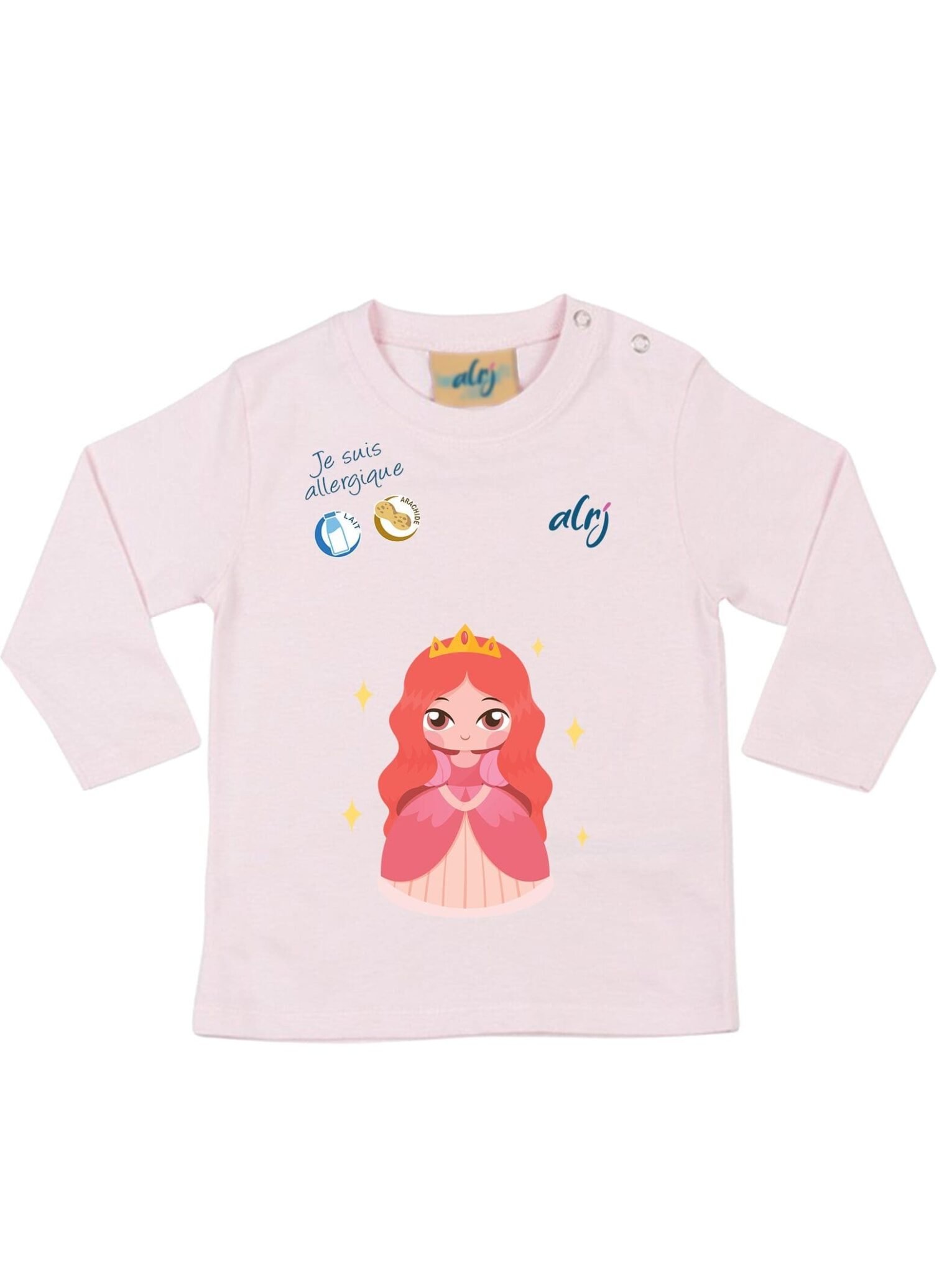 T-shirt bébé manche longue allergie rose princesse