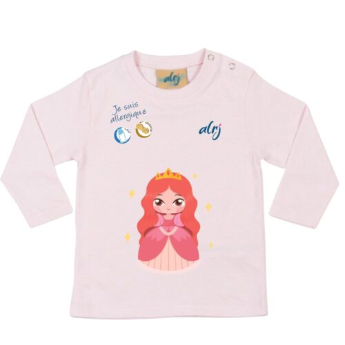 T-shirt bébé manche longue allergie rose princesse