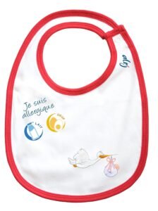 bavoir bébé allergie rouge motif cigogne