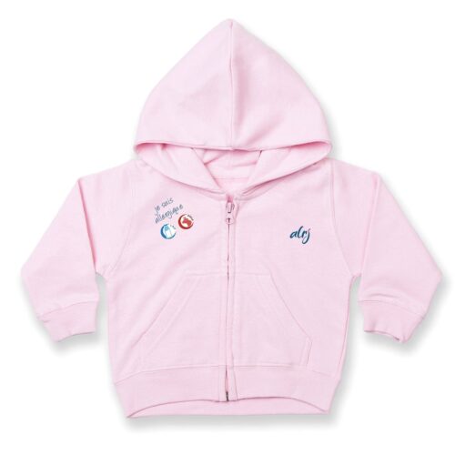 sweatshirt bébé allergie alimentaire fermeture zip rose