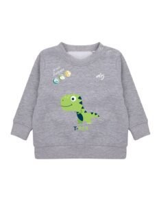 Pull bébé de prévention des allergies alimentaires motif Trex gris