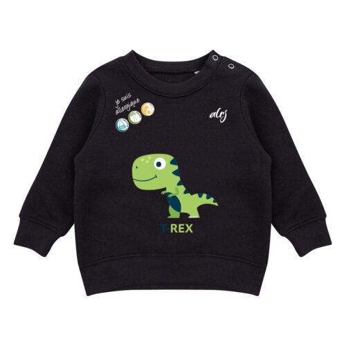 Pull de prévention des allergies alimentaires motif T-rex noir