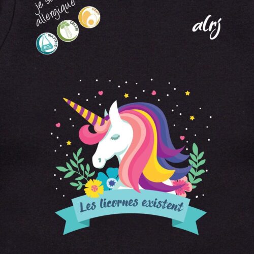 pull bébé allergie licorne noir