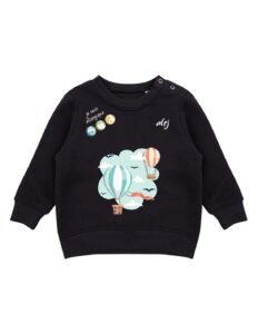 pull bébé de prévention des allergies alimentaires motif montgolfière noir