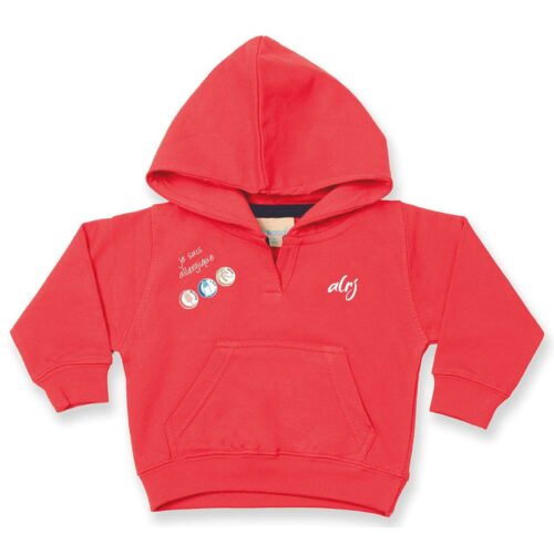 sweatshirt bébé à poche kangourou allergies alimentaires rouge