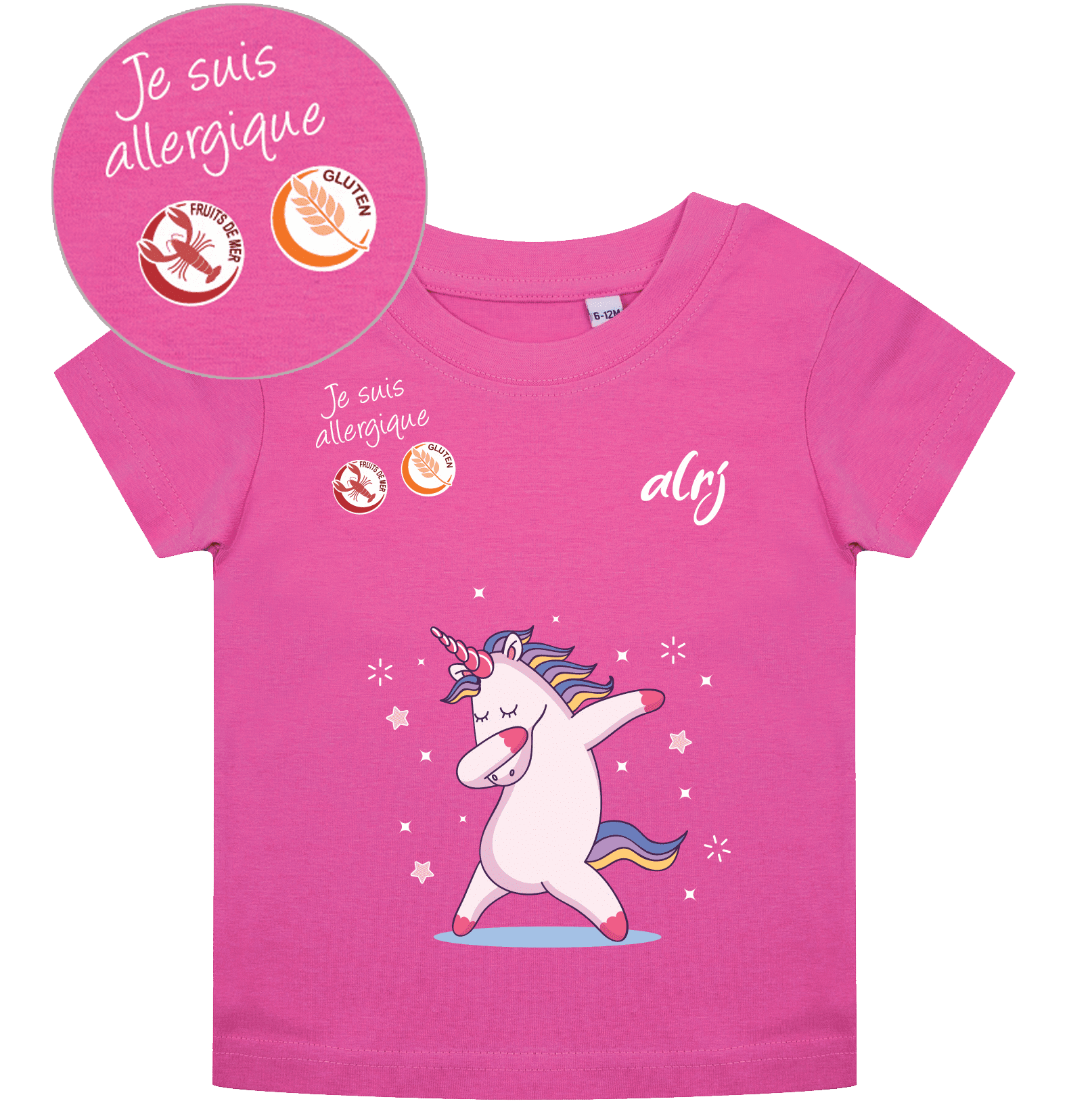 t-shirt enfant personnalisable de prévention des allergies alimentaires