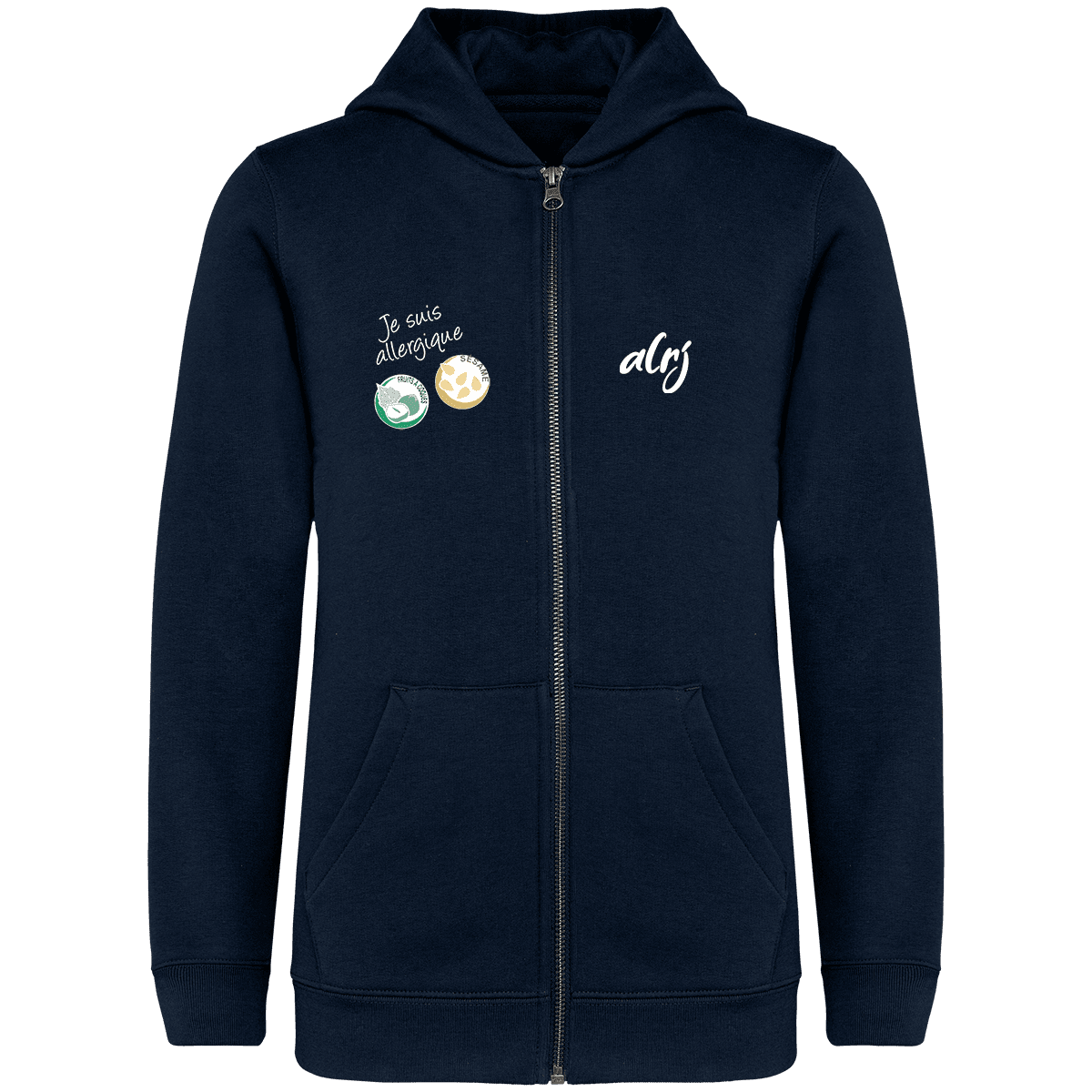 sweatshirt enfant de prévention des allergies alimentaires bleu marine