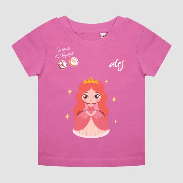 t-shirt de prévention des allergies alimentaires motif princesse