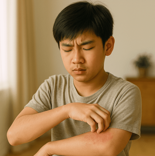 adolescent allergique aux sulfites qui a de l eczema