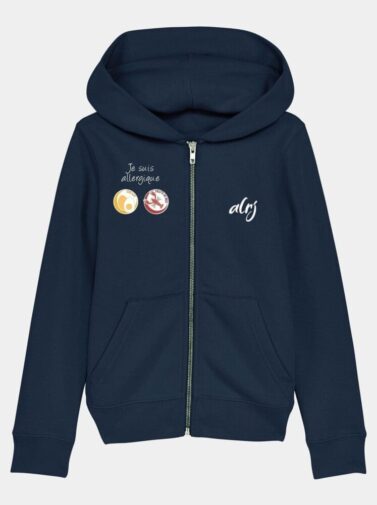 sweatshirt zip allergie alimentaire bleu marine